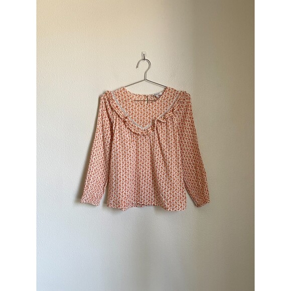 Madewell Tops - Madewell Ruffle-Yoke Prairie Top in Flower Stamp Mulled Cider Size XXS